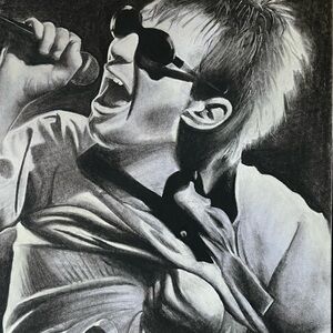 Charcoal drawing of Thom Yorke.